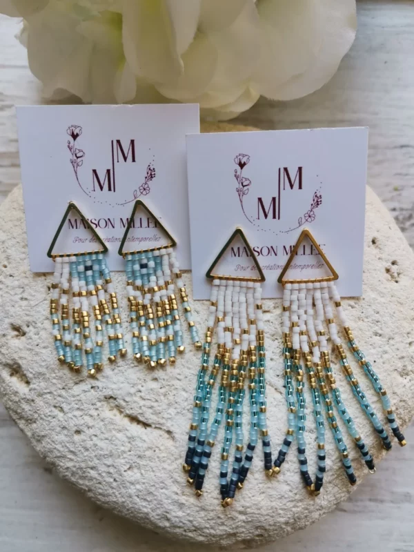Boucles | clous d'oreilles | triangles longues | plaquées or 24k – Image 3