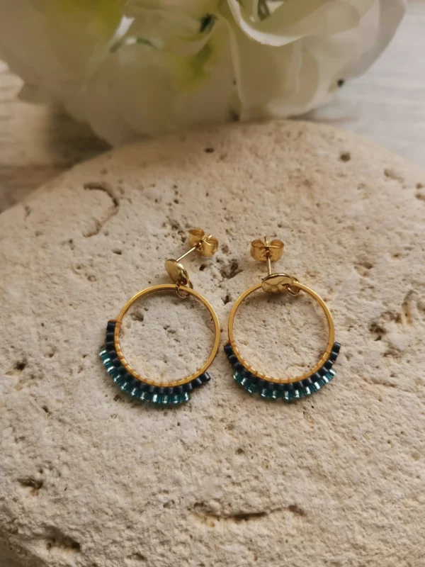 Clous d'oreilles | Miyuki tissées sur anneau | acier inoxydable – Image 6