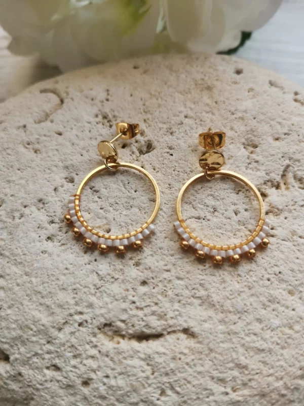 Clous d'oreilles | Miyuki tissées sur anneau | acier inoxydable – Image 4
