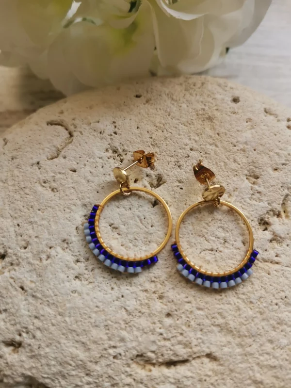 Clous d'oreilles | Miyuki tissées sur anneau | acier inoxydable – Image 2
