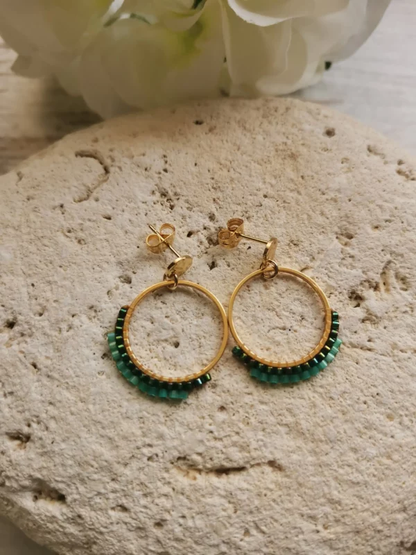 Clous d'oreilles | Miyuki tissées sur anneau | acier inoxydable – Image 3