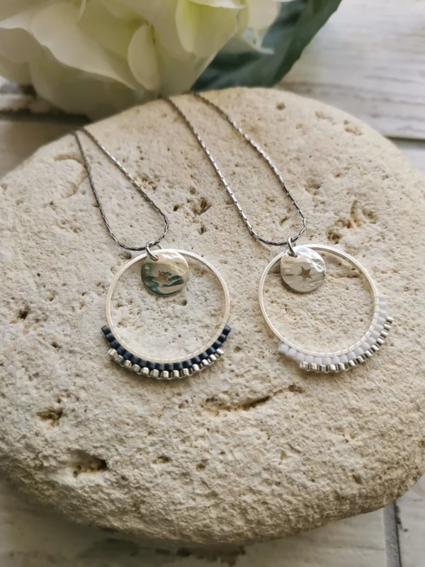 Collier pendentif anneau Miyuki tissé | acier inoxydable – Image 6