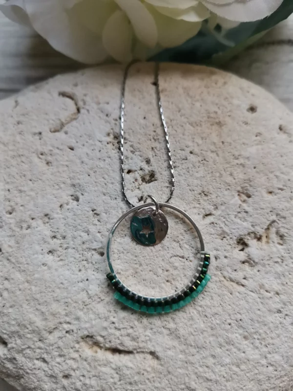 Collier pendentif anneau Miyuki tissé | acier inoxydable – Image 2