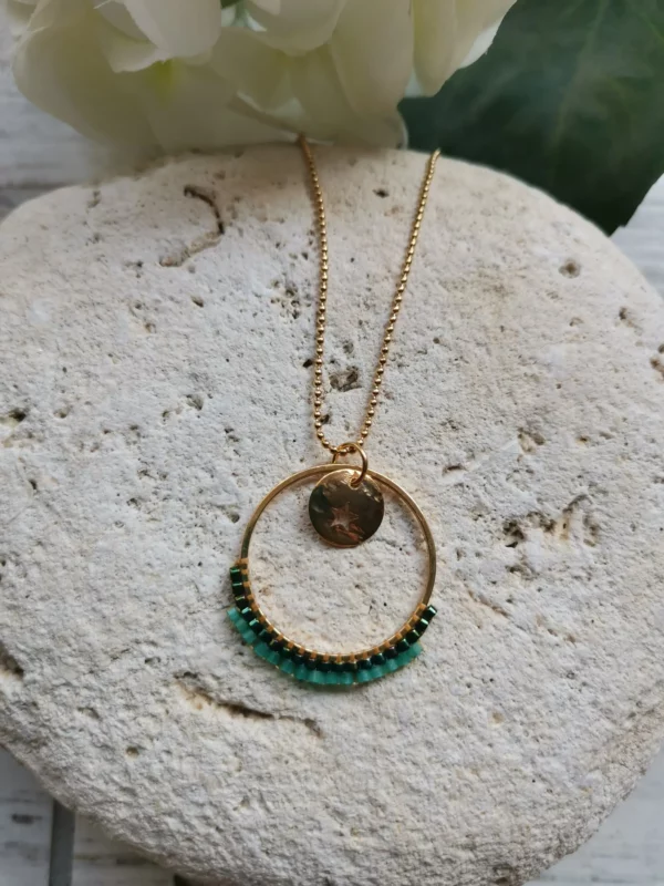 Collier pendentif anneau Miyuki tissé | acier inoxydable – Image 7