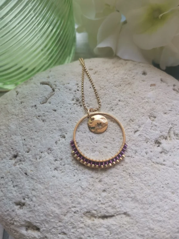Collier pendentif anneau Miyuki tissé | acier inoxydable – Image 8